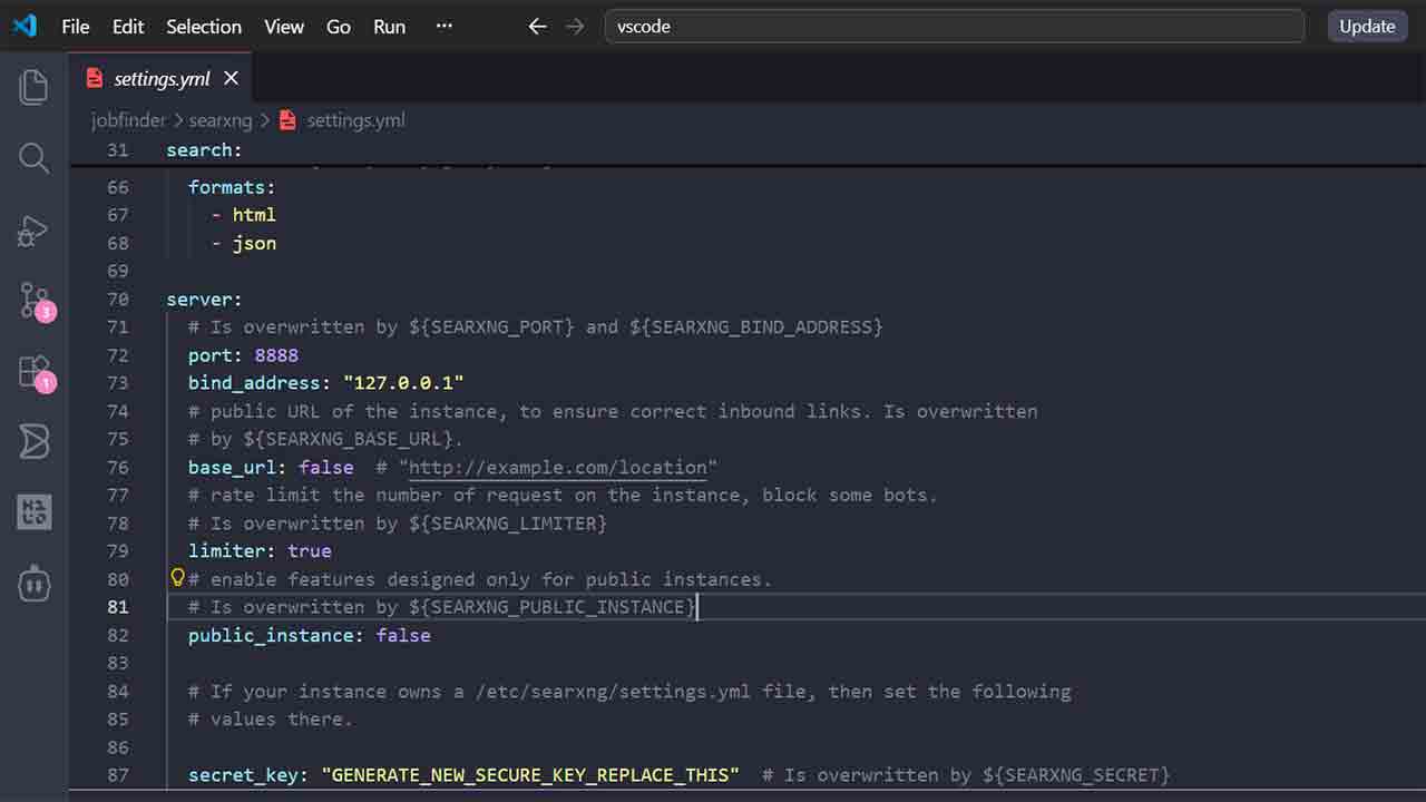Dockerized Self Hosted Search Engine with SearXNG - settings.yml for configuration